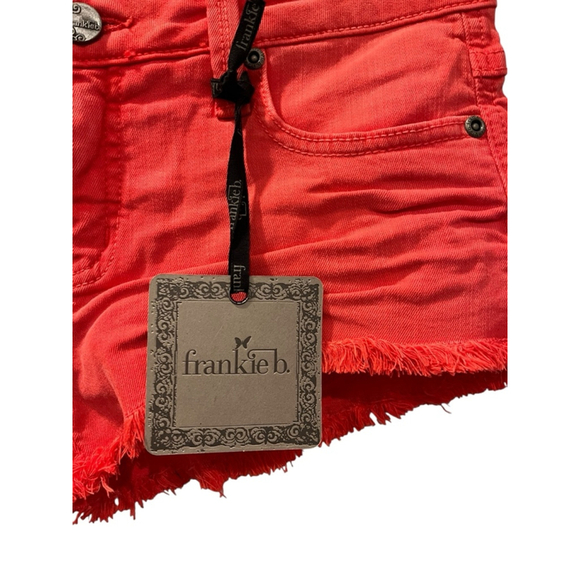 Franky B. NWT Low Rise Red/Pink Denim Jean Shorts Size 27 Cutoff Casual Summer - Picture 3 of 8
